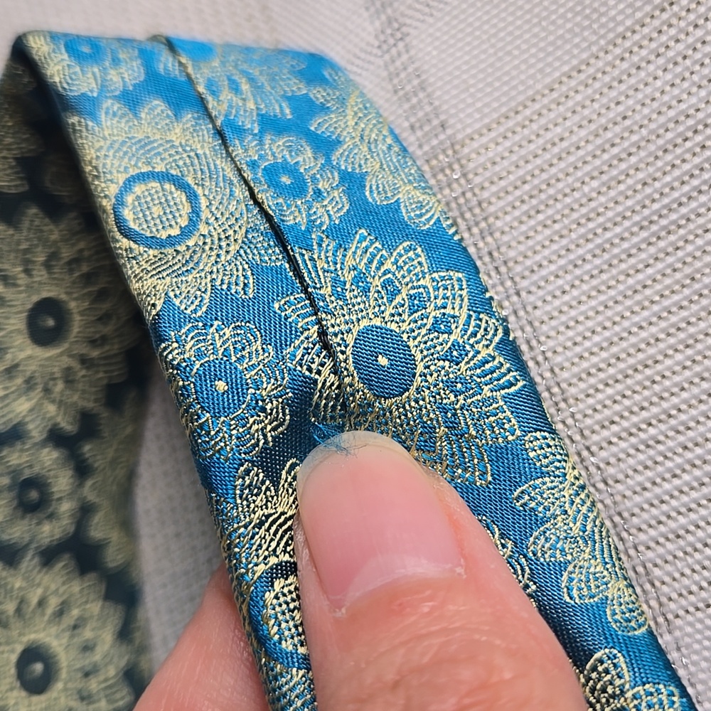 Ted Baker Blue & Gold Floral Tie - Picture 4 of 8